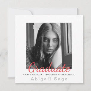 2 Photo  Modern Minimalist Square Graduation Invitation