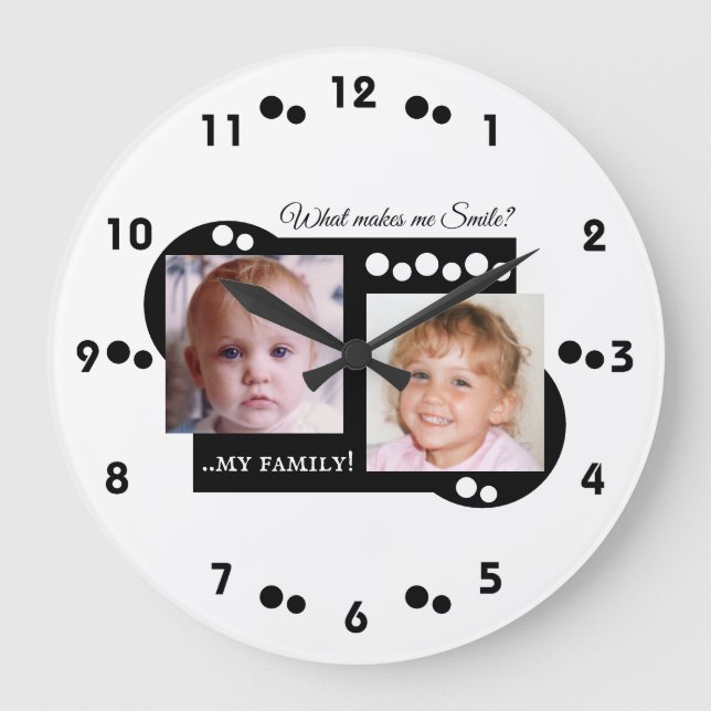 2 photo my family white large clock (Front)