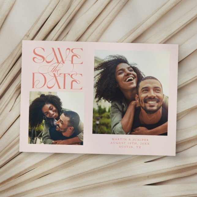 2 Photo Mystical Modern Typography Peach Save The Date (Creator Uploaded)