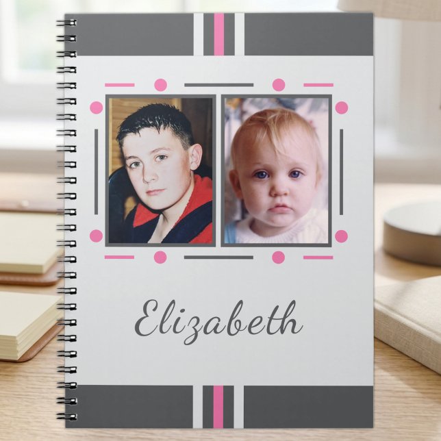 2 photo name text pink grey notebook (Creator Uploaded)