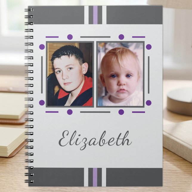 2 photo name text purple grey notebook (Creator Uploaded)