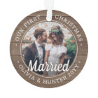 2 Photo Newlyweds 1st Xmas Married Faux Barn Wood