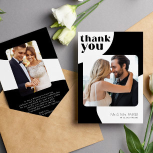 2 photo noir et blanc mariage carte de remerciemen