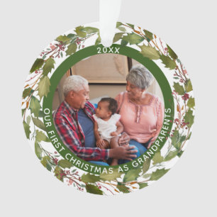 2-Photo Our 1st Christmas as Grandparents Wreath Ornament