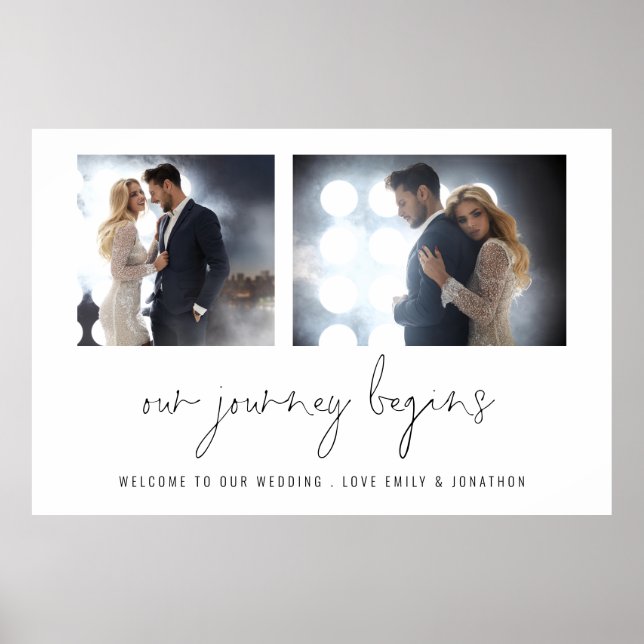 2 photo Our Journey Begins Names Welcome Wedding  Poster (Front)