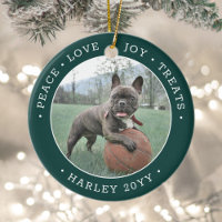 2 Photo Peace Love Joy Treats Cute Dog Green White
