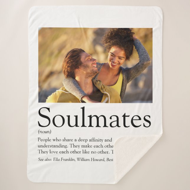 2 Photo Personalized Soulmates Definition Sherpa Blanket (Front)