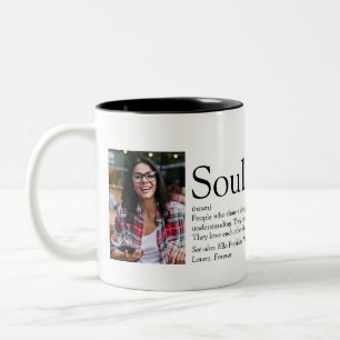 2 Photo Personalized Soulmates Definition Two-Tone Coffee Mug