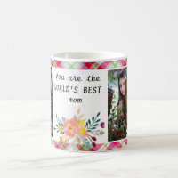2 Photo Pink Plaid Floral World's Best Mom