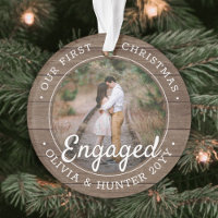 2 Photo Premier Noël Engagé Rustic Faux Wood