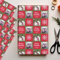 2 Photo - Red Green Merry Christmas Snowflakes
