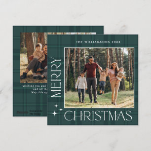 2 Photo Retro Christmas Plaid Greeting Holiday Card
