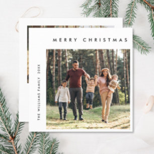 2 Photo Retro Christmas Plaid Greeting Holiday Card