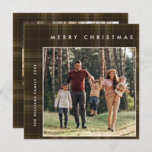 2 Photo Retro Christmas Plaid Greeting Holiday Card