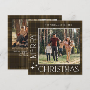 2 Photo Retro Christmas Plaid Greeting Holiday Card
