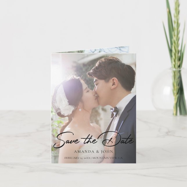 2 Photo Save The Date Wedding Invitation (Front)