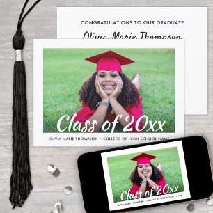 2 Photo Script Class Year Modern Simple Graduation Invitation