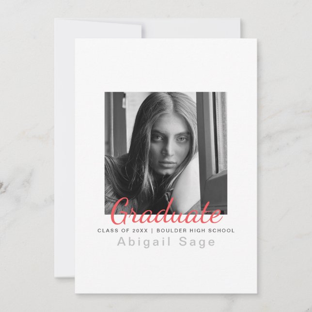2 Photo Simple Modern Minimalist Graduation Announcement (Front)