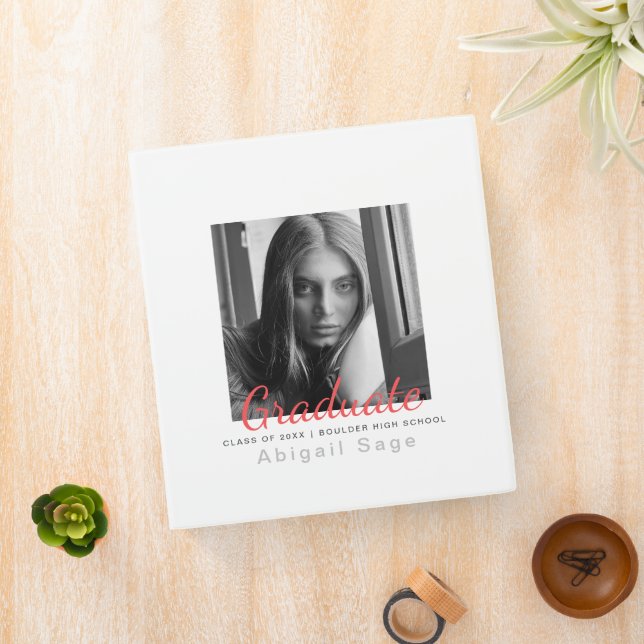 2 Photo Simple Modern Minimalist Graduation Binder (In Situ)