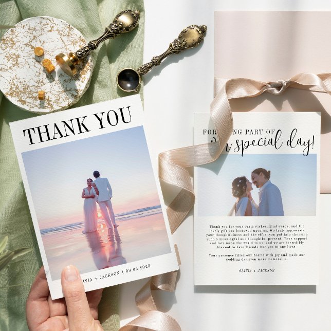 2 Photo Simple Modern Wedding Thank You Card (Creator Uploaded)