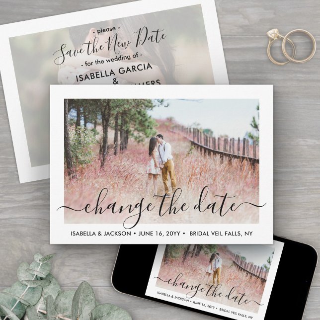 2 Photo Simple Script Wedding Postpone | Change | Save The Date (Creator Uploaded)