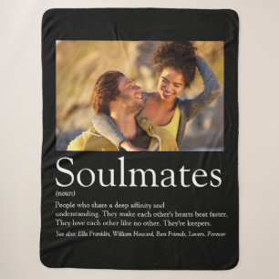 2 Photo Soulmates Definition Black And White Sherpa Blanket