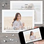 2 Photo Sweet 16th Birthday Party Modern Sixteenth Save The Date<br><div class="desc">Invite family and friends to an elegant Sweet 16th celebration for her with this modern minimalist 2 photo save the date invitation. All text is simple to customize. (IMAGE PLACEMENT TIP: An easy way to centre a photo exactly how you want is to crop it before uploading to the Zazzle...</div>