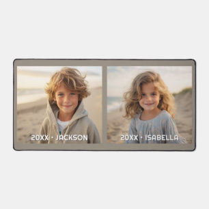 2 Photo Template Modern Minimal with Custom Text Desk Mat