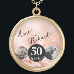 2 Photo Then and Now ANY YEAR Wedding Anniversary Gold Plated Necklace<br><div class="desc">2 Photo Then and Now ANY YEAR Wedding Anniversary</div>