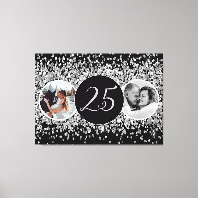 2 Photo Then and Now Silver Wedding Anniversary  Canvas Print (Front)