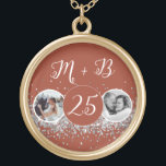 2 Photo Then and Now Wedding Anniversary Gold Plated Necklace<br><div class="desc">2 Photo Then and Now Wedding Anniversary</div>