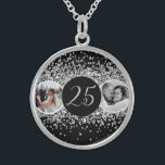 2 Photo Then and Now Wedding Anniversary Sterling Silver Necklace<br><div class="desc">2 Photo Then and Now Wedding Anniversary</div>