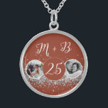 2 Photo Then and Now Wedding Anniversary Sterling Silver Necklace<br><div class="desc">2 Photo Then and Now Wedding Anniversary</div>