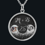 2 Photo Then and Now Wedding Anniversary Sterling Silver Necklace<br><div class="desc">2 Photo Then and Now Wedding Anniversary</div>