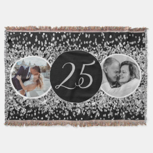 2 Photo Then and Now Wedding Anniversary Throw Blanket