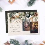 2 Photo Watercolor Garland Botanical Holiday Card<br><div class="desc">This 2 photo Christmas card features a festive watercolor evergreen design on a neutral background. Easily customize these cards using the personalization feature.</div>