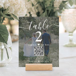 2 Photo Wedding Website QR Code Dark Table Number<br><div class="desc">Add a personalized finishing touch to wedding reception decorations with custom photo & QR Code table number cards. Pictures and all text are simple to customize, and can be different or the same on front and back. If preferred, change "capture the love" to "honeymoon fund, " "a special thanks, "...</div>