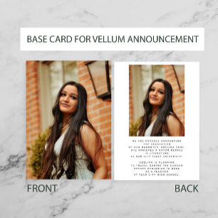 2 Photo white BASE CARD for vellum graduation