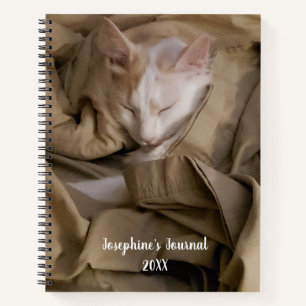 2 Photo White Script Name Year Modern Bullet Notebook