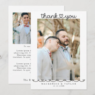 2 Photographs Personalized Gay Wedding Message Thank You Card
