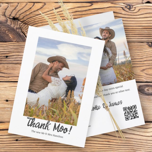 2 Photographs Personalized Thank Moo Wedding You Card (2 Photographs Personalized Thank Moo Wedding Thank You Cards from Ricaso. For fun whimsical weddings)
