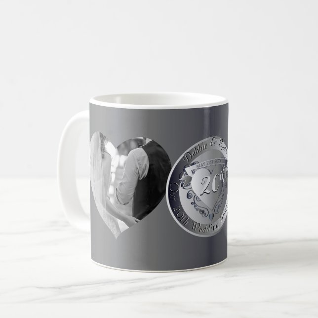 2 Photos 10th,20th,25th,70th Wedding Anniversary  Coffee Mug (Front Left)