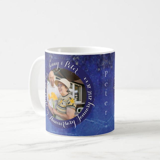 2 Photos 9th Wedding Anniversary Lapis Frame Coffee Mug (Front Left)
