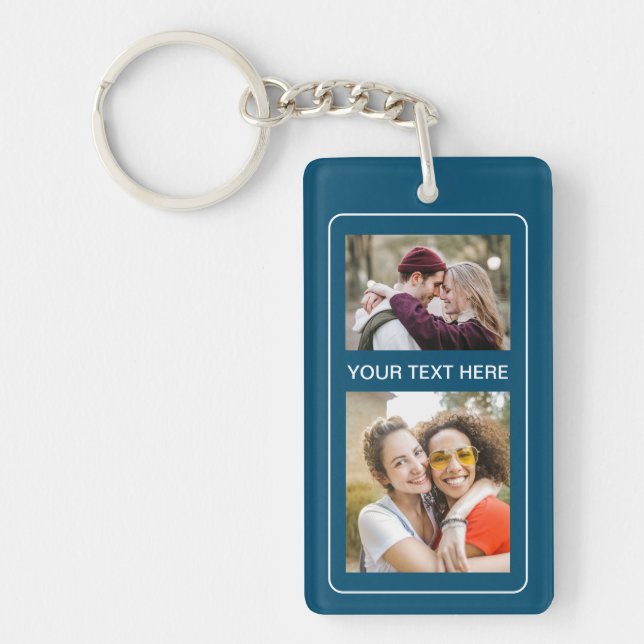 2 Photos And Initials Acrylic Keychain (Front)