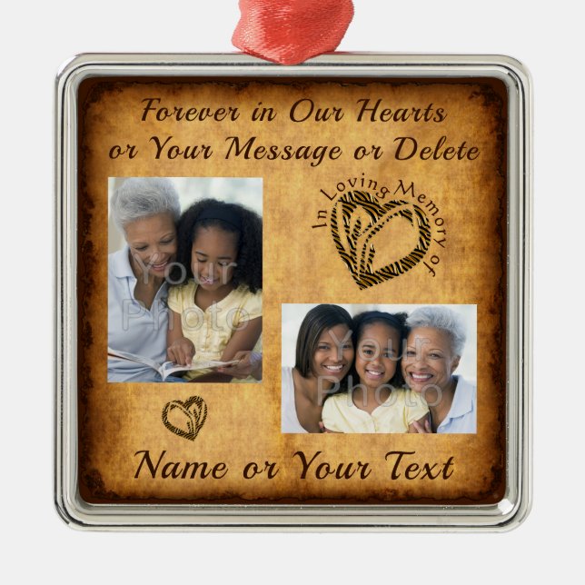 2 Photos Christmas Ornament for Loss of Loved One (Front)