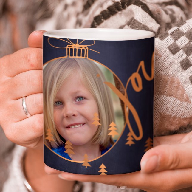 2 PHOTOS Christmas Tree Decorations Joy Navy Coffee Mug (Creator Uploaded)