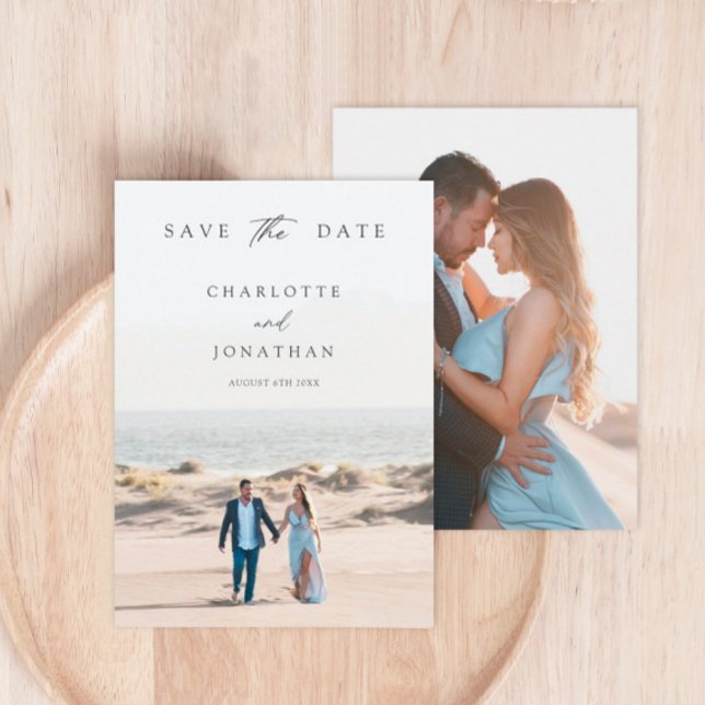 2 Photos Classic Elegant Hand Written Wedding Save The Date (Creator Uploaded)