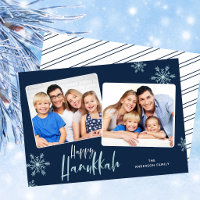 2 Photos Dark Blue Happy Hanukkah