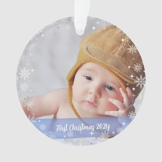 2 Photos Élégant Premier Noël Baby Snowflakes (devant)