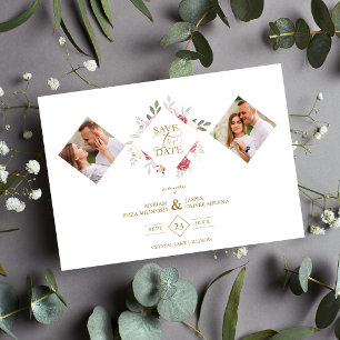 2 Photos Fancy Romantic Pink Shades Floral Bouquet Save The Date